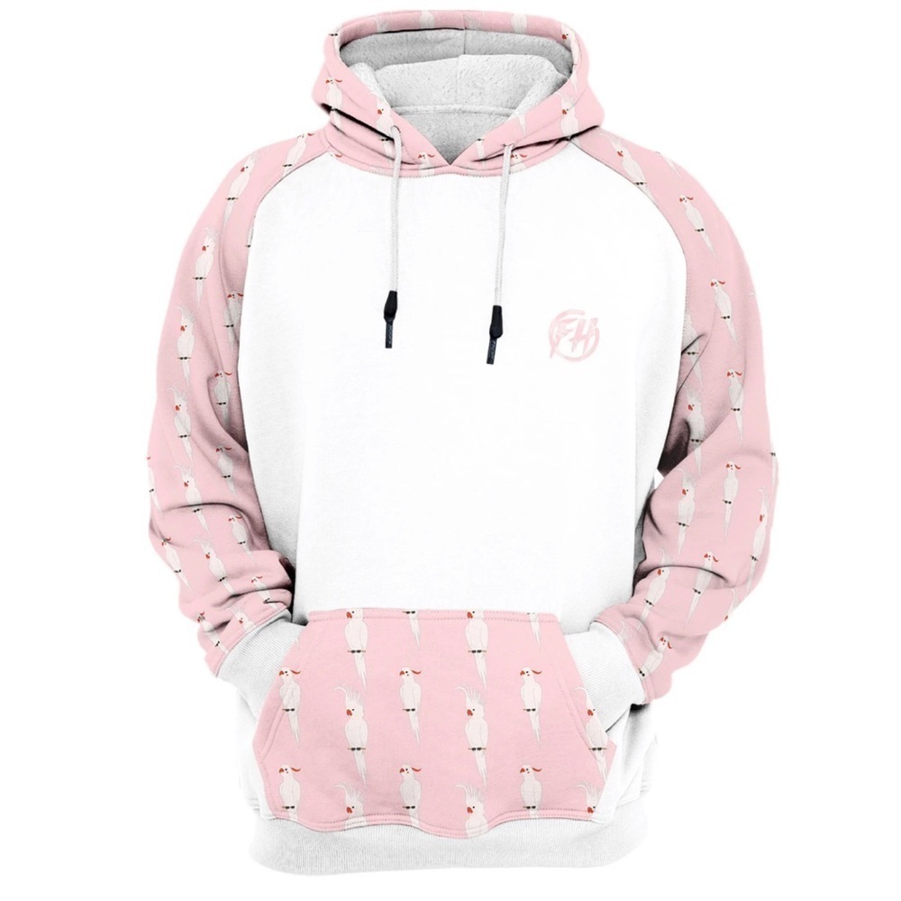 Cockatoo Pattern Hoodie Sz Small